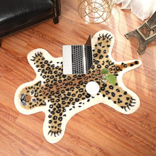 Leopard print faux fur rugs - print,