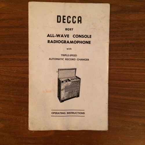 Decca operating instructions - operating,