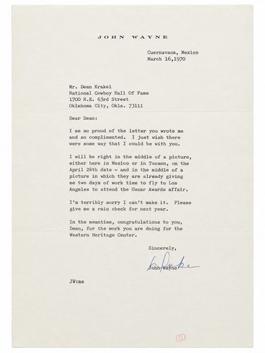 John wayne signed 1970 - wayne,