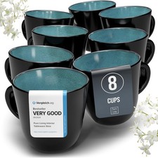 Stoneware coffee mugs set 8
