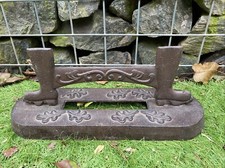 LARGE CAST IRON BOOT SCRAPER RUSTIC BOOT OAK LEAF SCROLL DESIGN