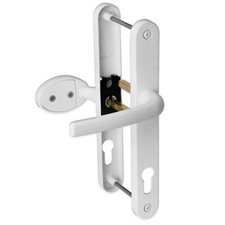 uPVC Door Handle 92mm 62mm Offset Lever Pad 215mm Fixings Sprung Pair Patio PVC