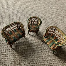 Vintage 70s Wicker Doll Furniture. Very Good Condition.