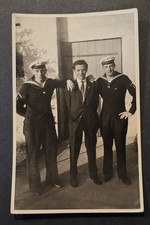 WW2 German Kriegsmarine Sailors Military Photo Navy Uniforms Caps Photo Postcard