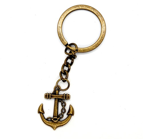 Bronze ships anchor keyring - bronze,