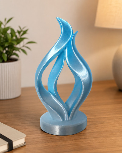 Glossy blue flame sculpture - blue,