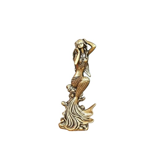 Brass plated mermaid figurine - plated,