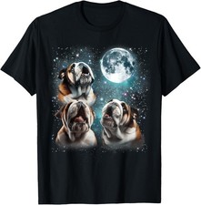 3 English Bulldog Moon Howling