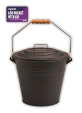 10L Metal Black Ash Bucket With Lid Fireplace Container Litre Coal Bin 10 Liter