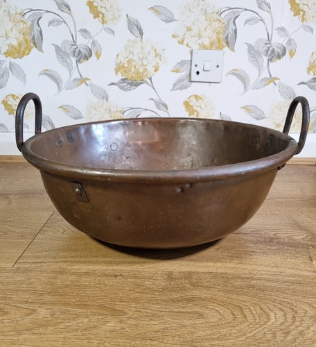 Large antique copper pot twin - antique,