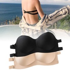 Strapless Padded Push Up Bra Clear Back Straps Bra Invisible Breathable Summer