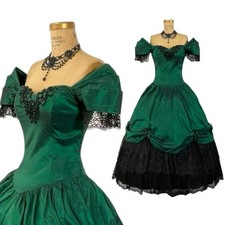 Vtg 80s Prom Dress Green