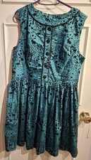 Hell Bunny Green Woodland Design Dress Size 2XL (18 UK / 46 EU) Retro Cute