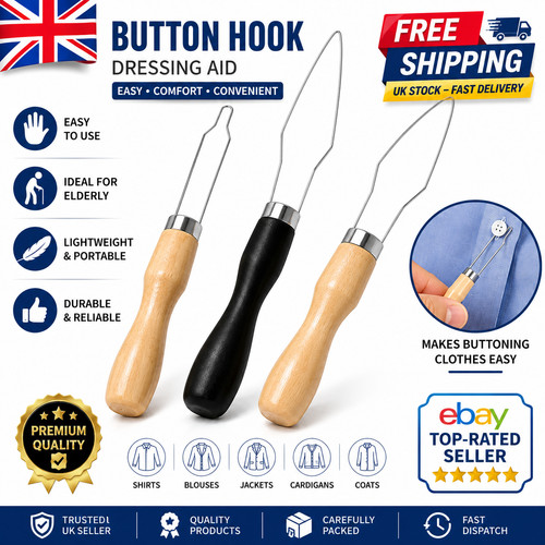 Button hook dressing aid - hook,