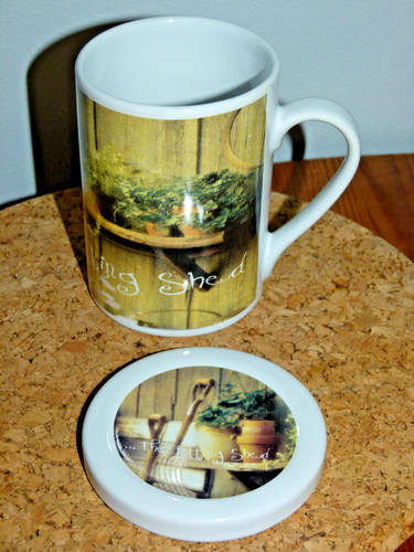 Potting shed mug - potting, lid