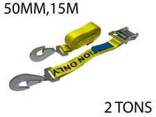 Fall Protection Ratchet Strap 50mm x 15 metre with Snap Hooks 2T Truck Trailer