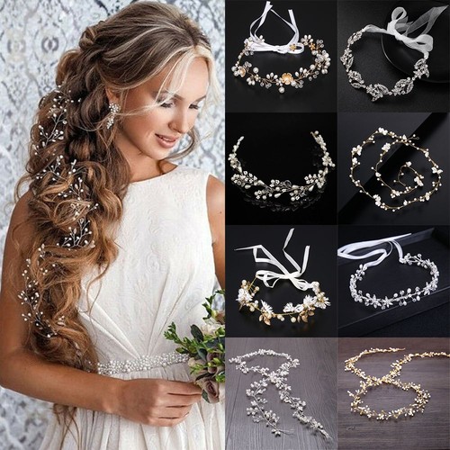 Bridal hair vine pearl - vine, leaf