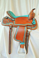 Leather Western Barrel Horse Tack Saddle Set With Headstall & All Size Available