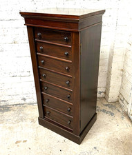 Antique Victorian Mahogany Wellington Chest of Drawers (Can Deliver)