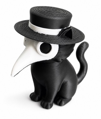 Black cat plague doctor crow - black,