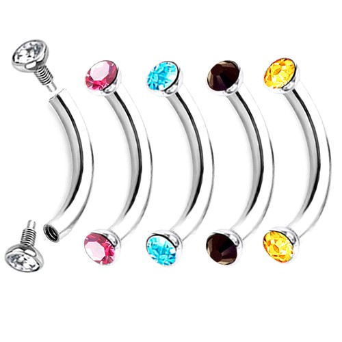 2mm curved barbell crystal - barbell,