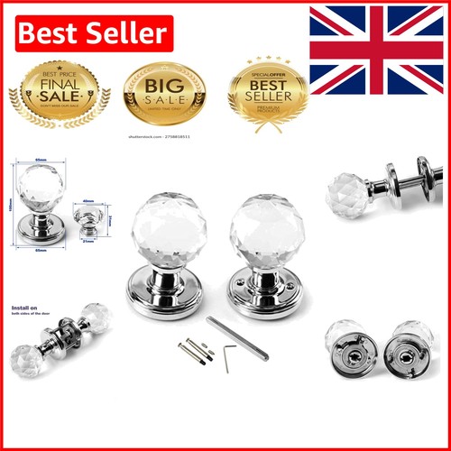 65mm crystal glass door knobs - crystal,