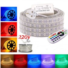 220V-240V Mains Plug In RGB 5050 LED Strip Lights Flexible Tape Light Waterproof
