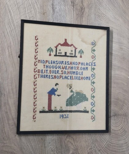 Antique cross stitch sampler - cross,