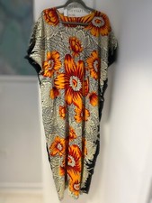 Authentic South Sudanese Jalabiya/Kaftan Dress - Cultural Elegance (Crm/Org/Red)