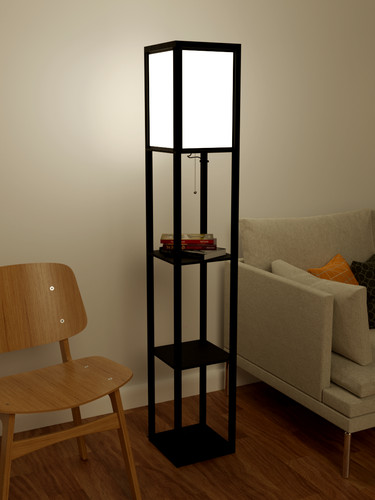 Wooden floor lamp with storage - floor,