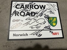 NORWICH CITY SIGNED 2025 METAL STREET SIGN FOOTBALL PROOF SHIRT BALL PHOTO