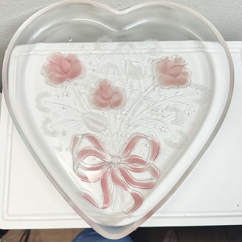 Vintage frosted glass heart - vintage,