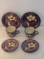 2 x Rare? Watcombe Torquay Pottery Dog Rose Pattern Cup, Saucer & Plate Trios