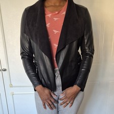 Wallis size 12 black long sleeves faux leather autumn women jacket new no tag