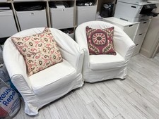 Pair of IKEA Tullsta White Armchairs With Removeable Covers
