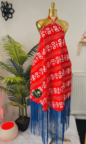 Red blue african ankara - red,