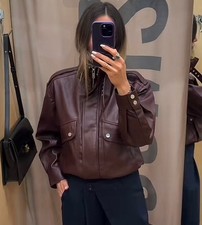 BERSHKA : Leather Effect Jacket with Pockets : 6628/677 : ALL SIZES