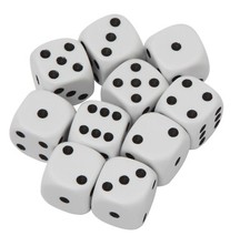 16mm White Dice with Black Spots