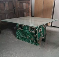 LAND ROVER DEFENDER DIESEL ENGINE BLOCK COFFEE TABLE GLASS TOP LIKE V8 V12