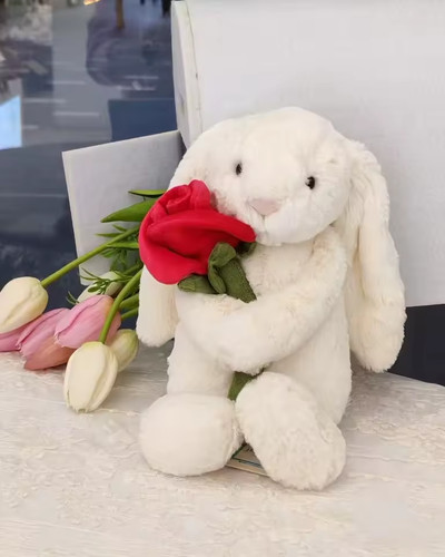 White plush bunny - white, rabbit