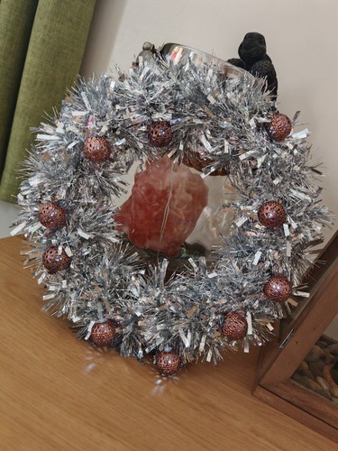 Silver tinsel christmas - silver, wreath
