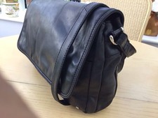 Tula by Radley Black Leather Triple Compartment Flap Over Crossbody