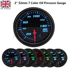 12V 2" 52mm Pointer 7 Color LED 140PSI Oil Pressure Gauge Meter with Sensor UK
