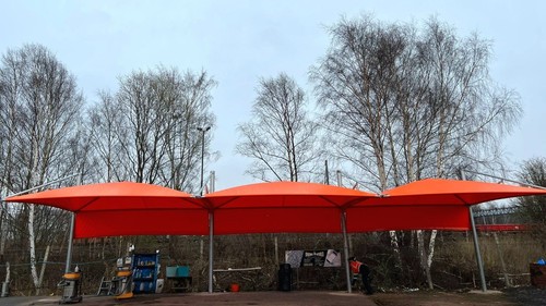 Cantilever car wash cover - cantilever,