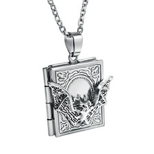 Gothic bat book locket chain - gothic,