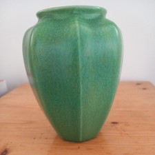 Pilkington Royal Lancastrian Green  Fluted Vase 1930's Art Deco