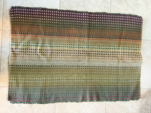 Handwoven striped rag rug - rug, boho