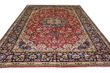Handmade Vintage Wool Rug 390 X 293 Cm Extra Large Red Oriental Medallion Carpet