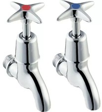 Deva 095X Cross Handle Chrome Wall Mounted Bib Taps