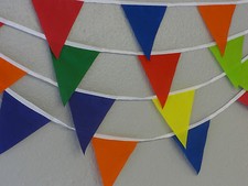 HANDMADE FABRIC BUNTING.MULTI COLOURED FLAGS.LOADS OF DIFFERENT LENGTHS.PARTIES